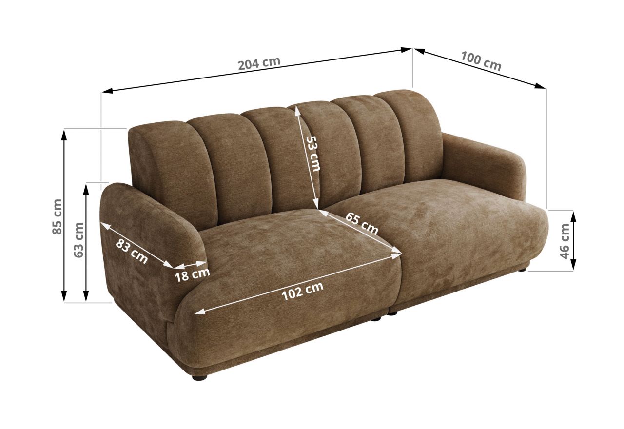 Sofa GERRA - brązowy, szenil gładki