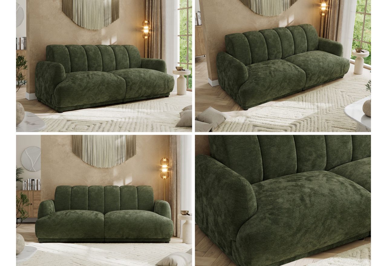 Sofa GERRA - ciemnozielony, szenil gładki