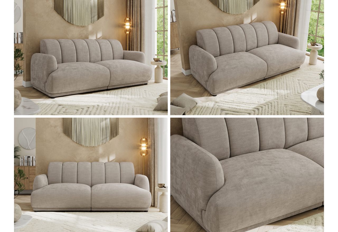 Sofa GERRA - jasnoszary, szenil gładki