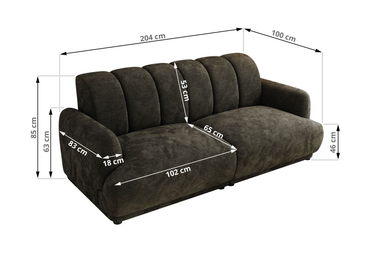 Sofa GERRA - ciemnoszary, szenil gładki