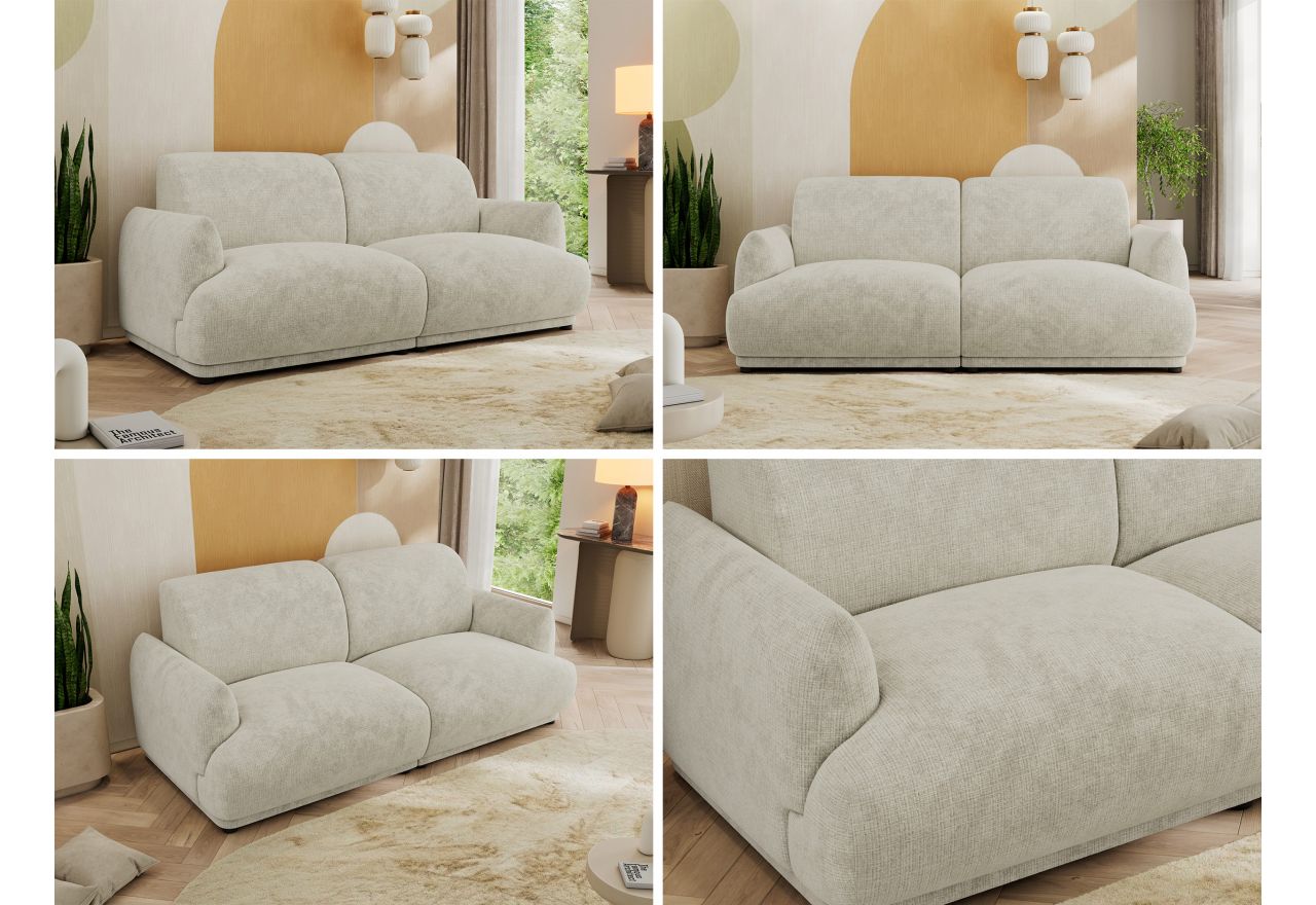 Sofa PUNTA - kremowy, szenil grubo tkany