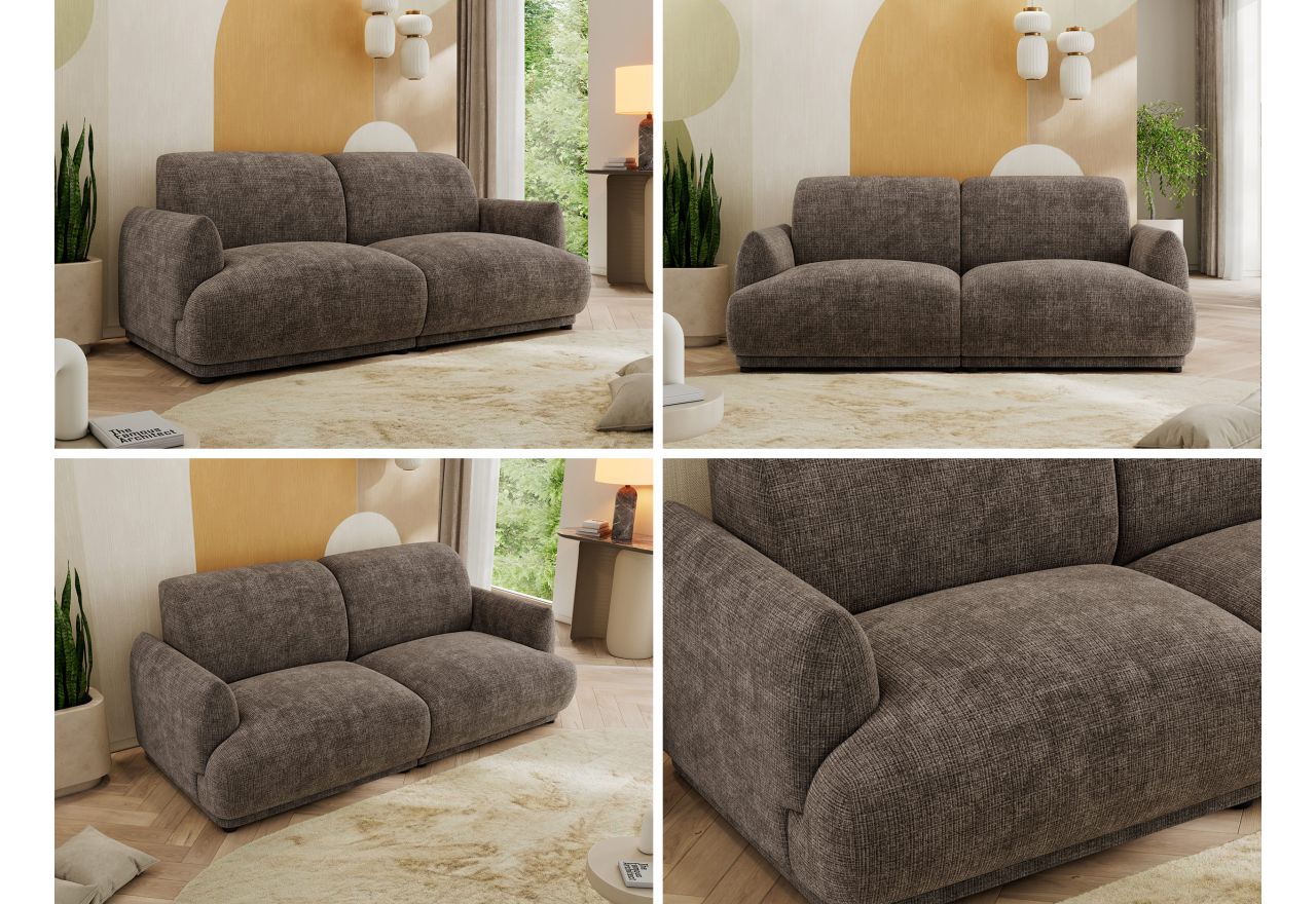 Sofa PUNTA - brązowy, szenil grubo tkany