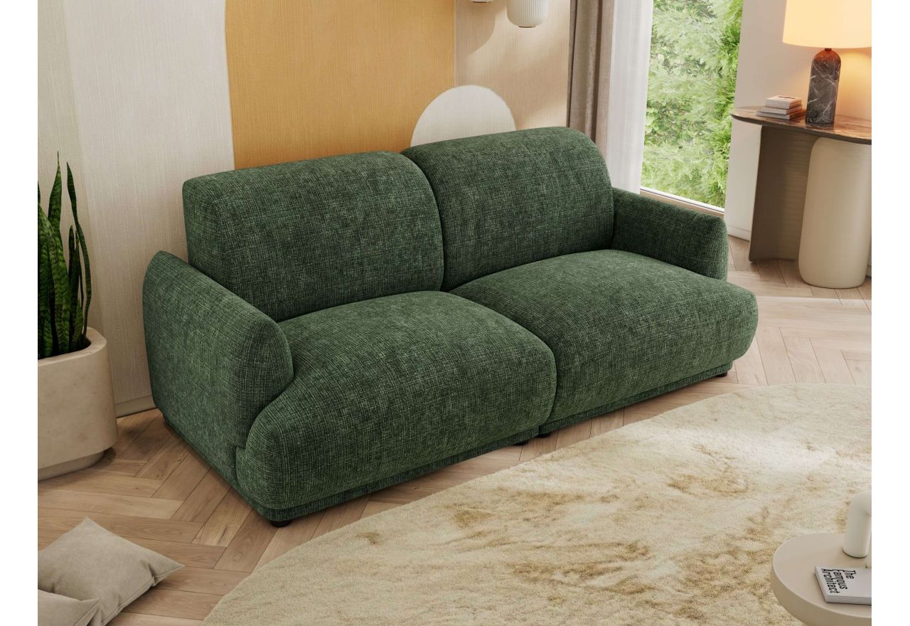 Sofa PUNTA - ciemnozielony, szenil grubo tkany
