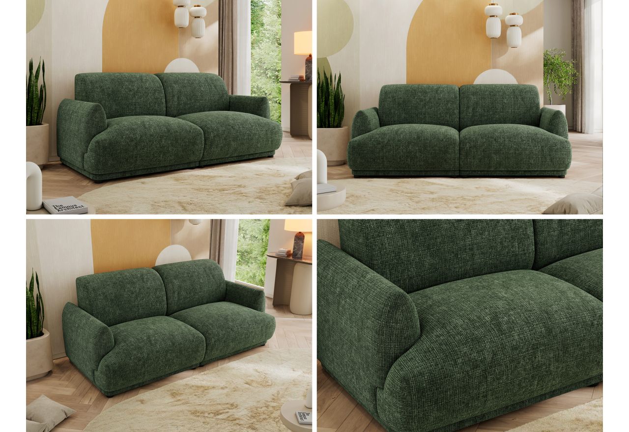Sofa PUNTA - ciemnozielony, szenil grubo tkany