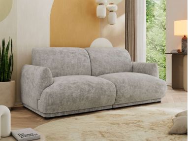 Sofa PUNTA - jasnoszary, szenil grubo tkany