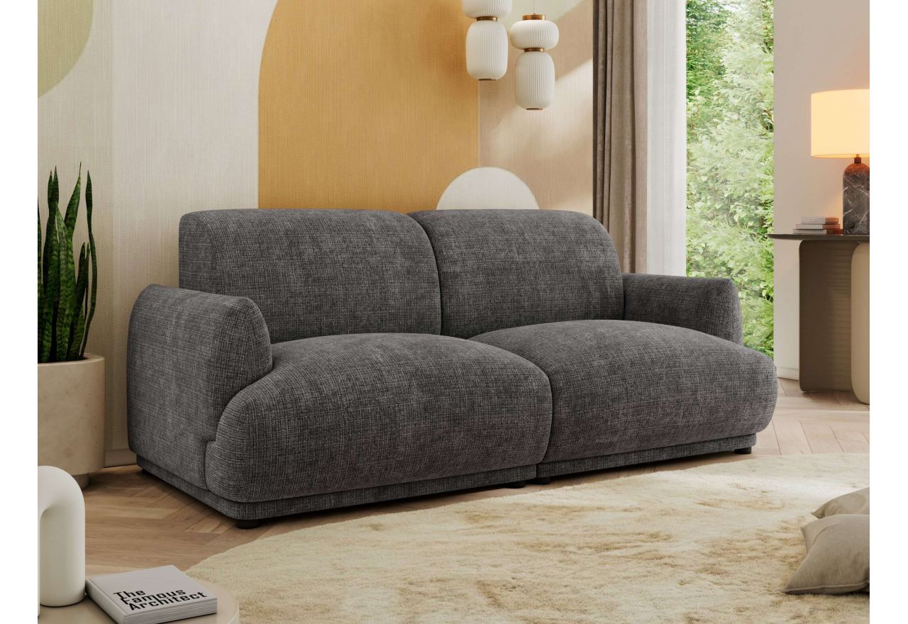 Sofa PUNTA - ciemnoszary, szenil grubo tkany