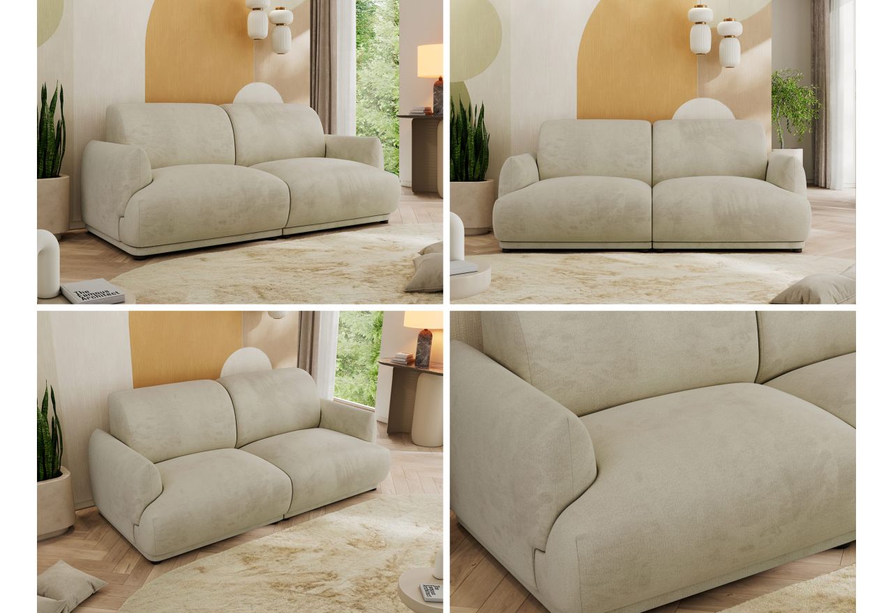 Sofa PUNTA - kremowy, welwet