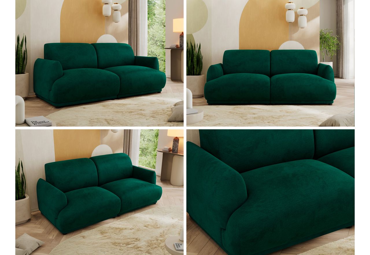 Sofa PUNTA - ciemnozielony, welwet