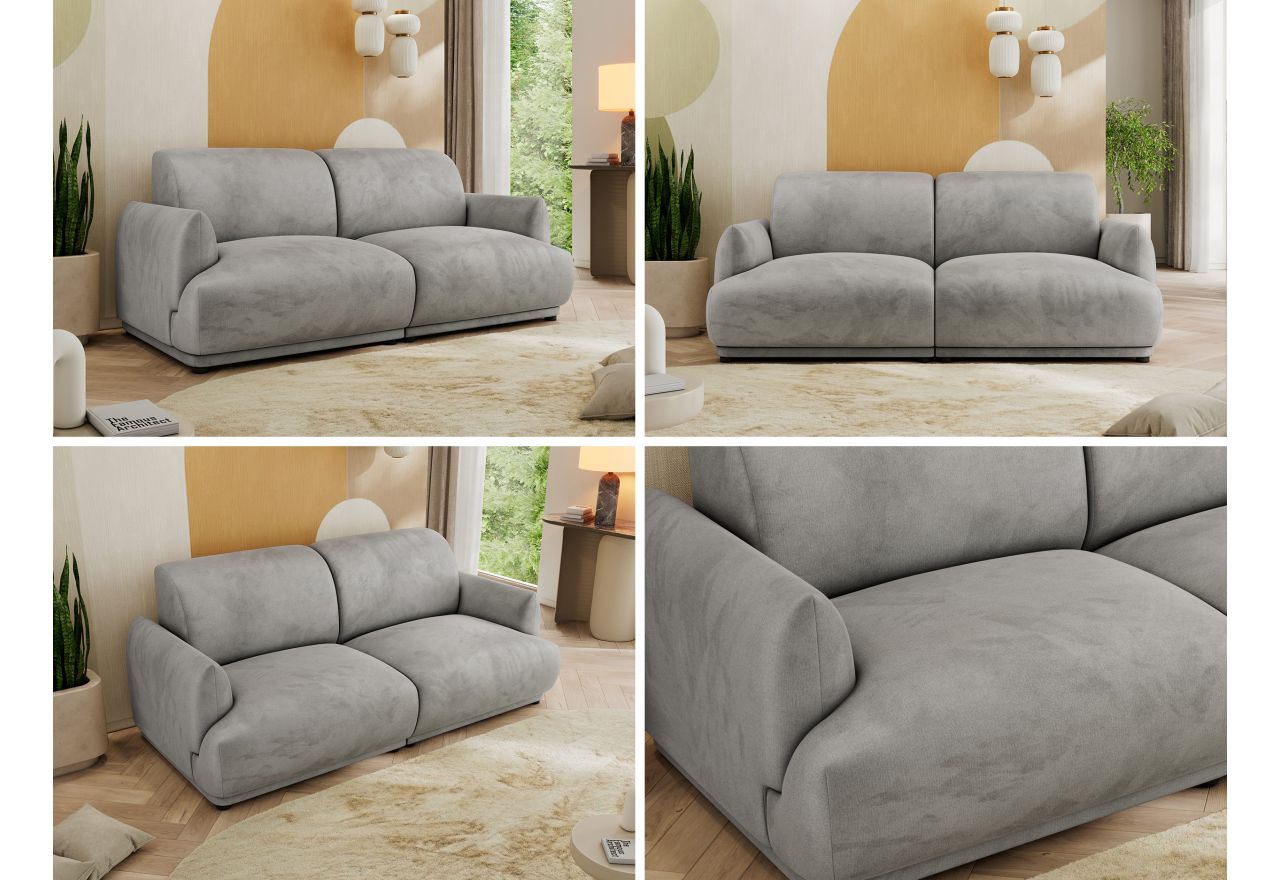 Sofa PUNTA - jasnoszary, welwet