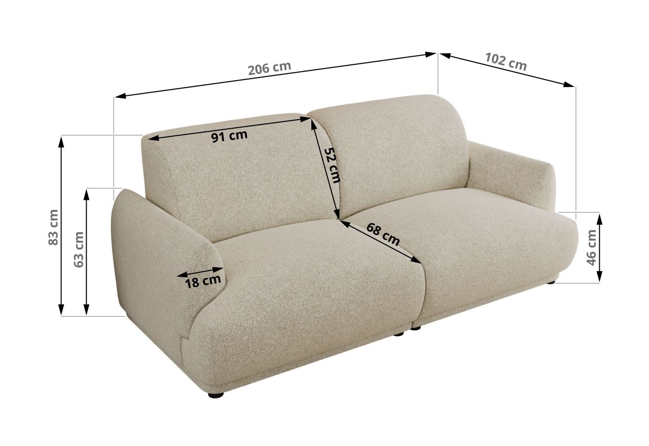 Sofa PUNTA - kremowy, struktura