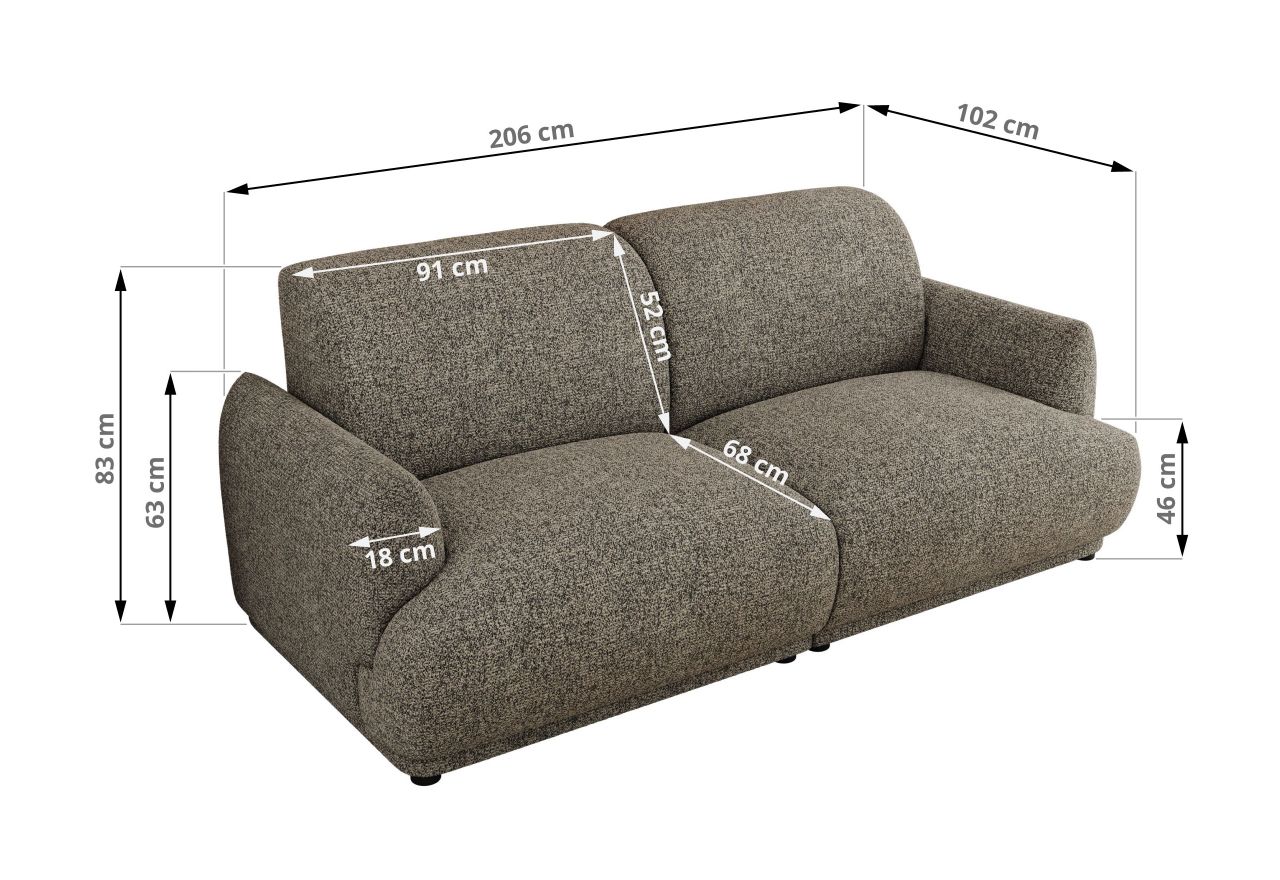 Sofa PUNTA - szary, struktura