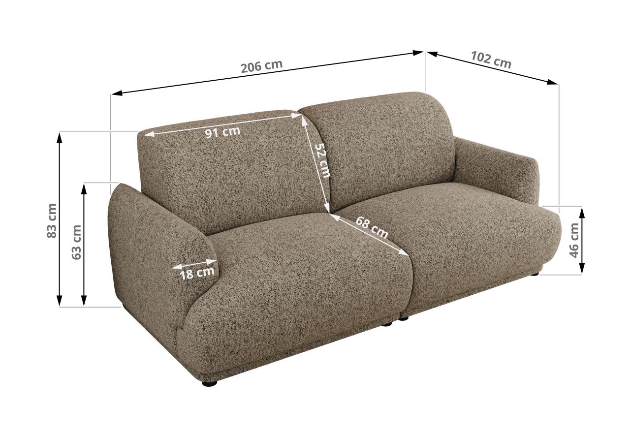 Sofa PUNTA - ciemnobeżowy, struktura