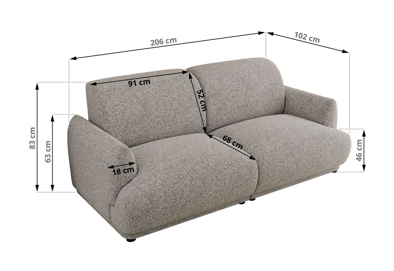 Sofa PUNTA - jasnoszary, struktura