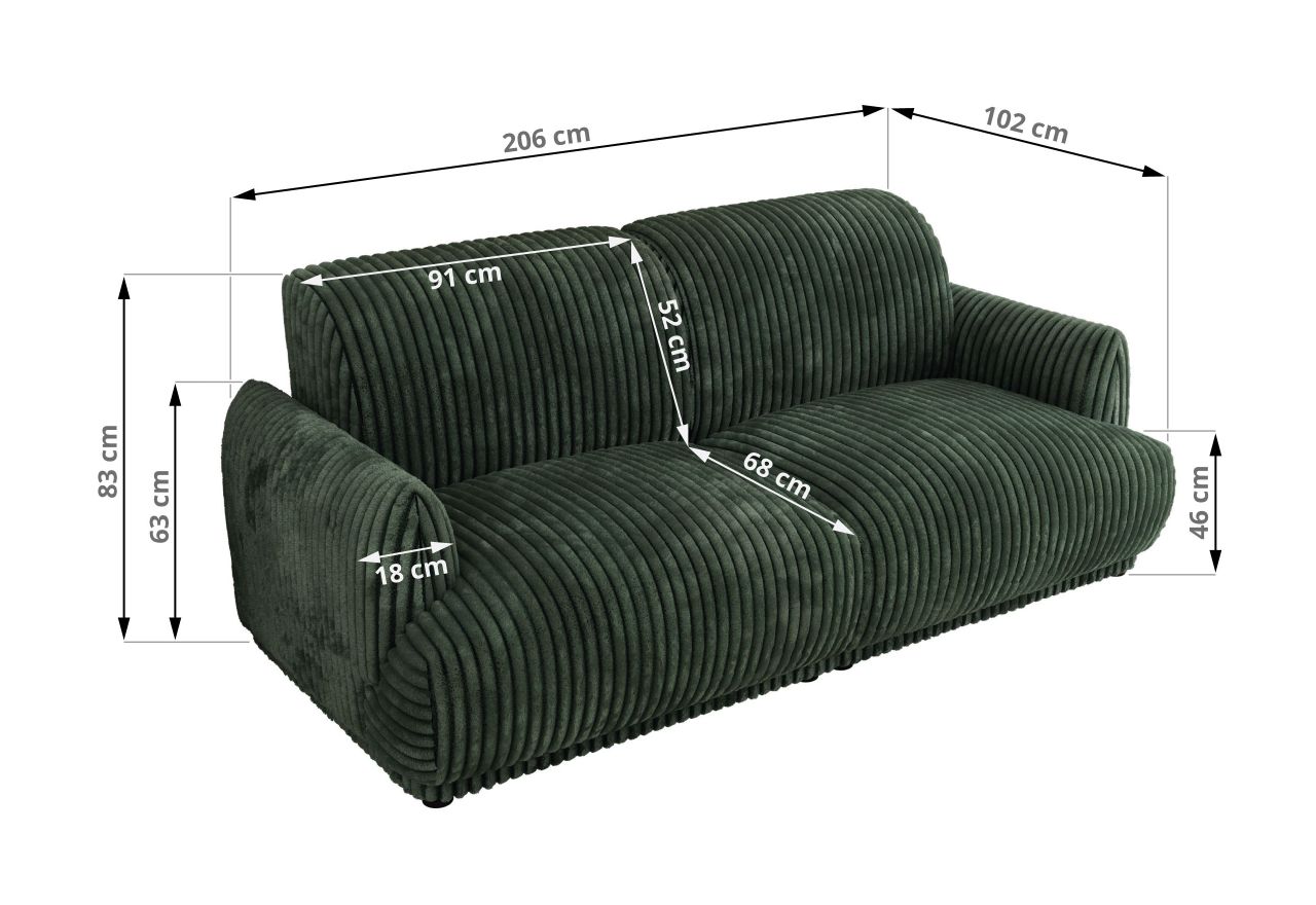 Sofa PUNTA - ciemnozielony, sztruks