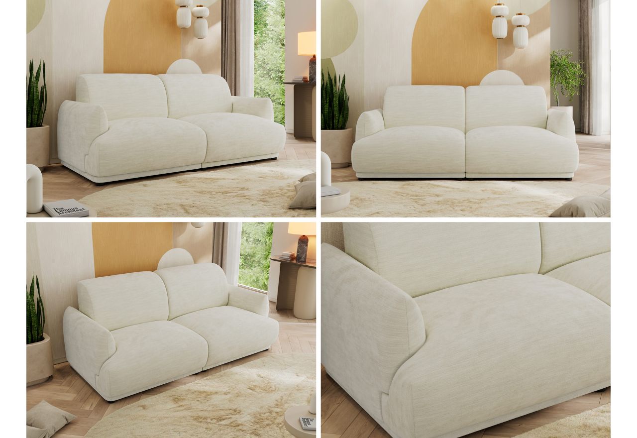 Sofa PUNTA - kremowy, szenil gładki