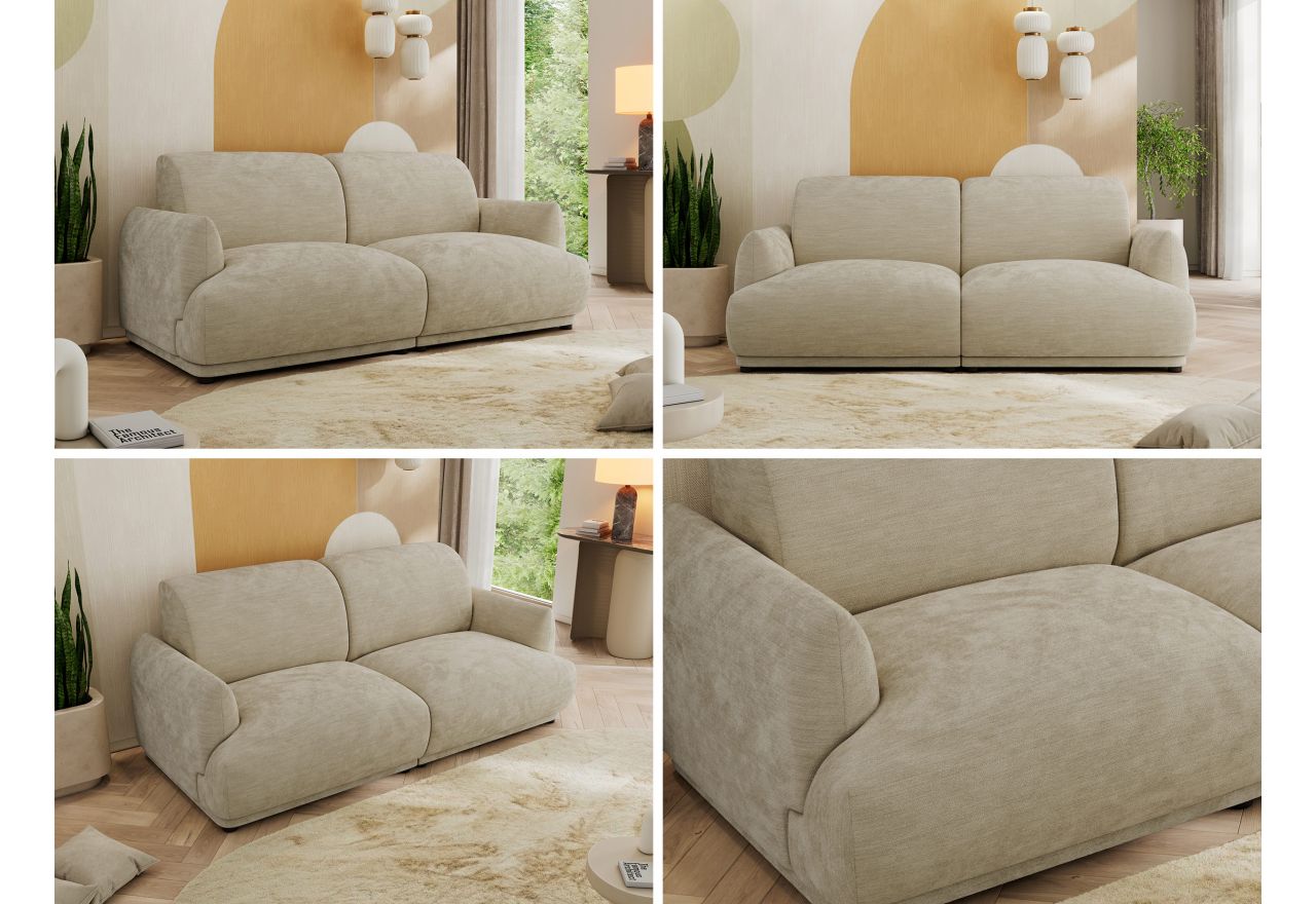 Sofa PUNTA - beżowy, szenil gładki