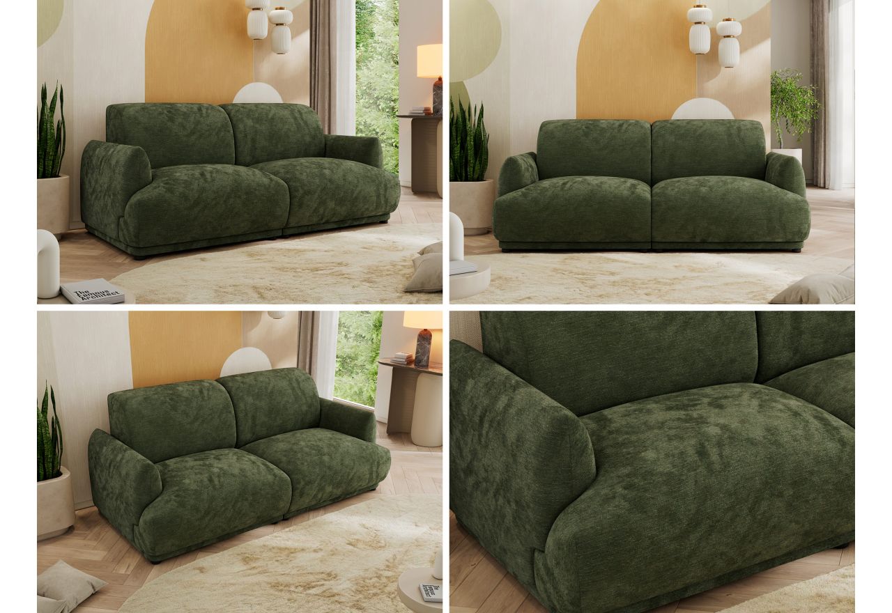 Sofa PUNTA - ciemnozielony, szenil gładki