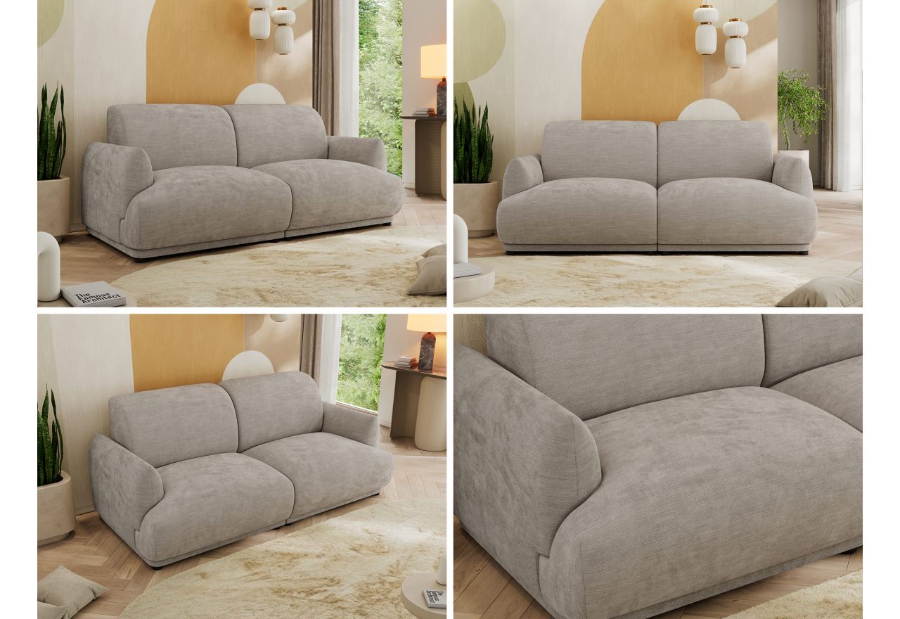 Sofa PUNTA - jasnoszary, szenil gładki