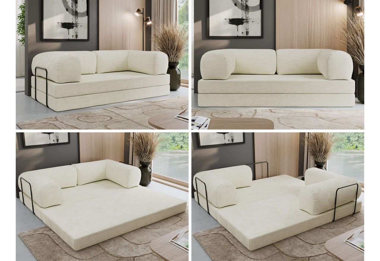 Sofa Orsetto - kremowy, szenil gładki