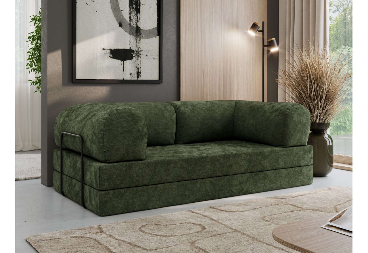 Sofa Orsetto - ciemnozielony, szenil gładki
