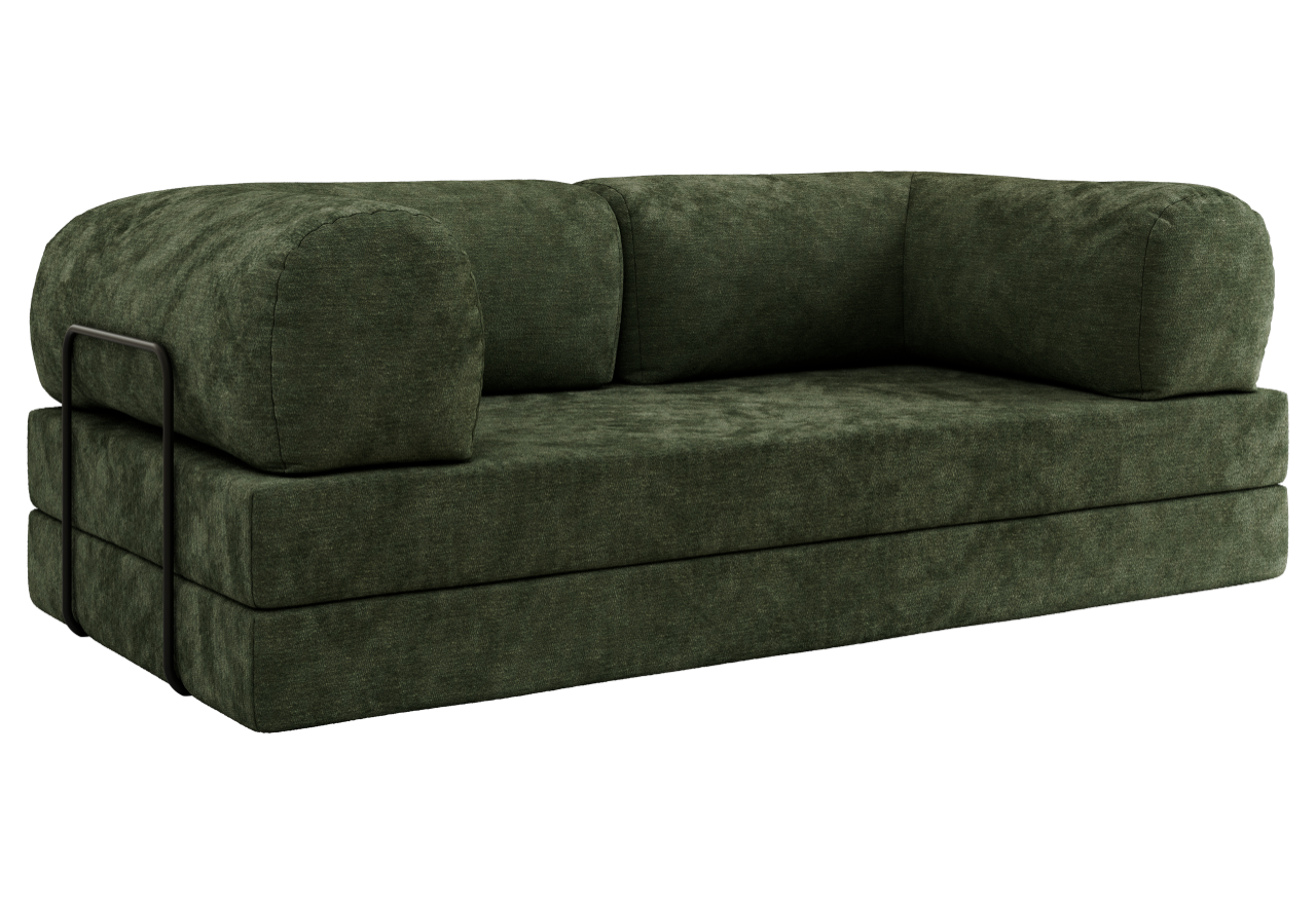 Sofa Orsetto - ciemnozielony, szenil gładki