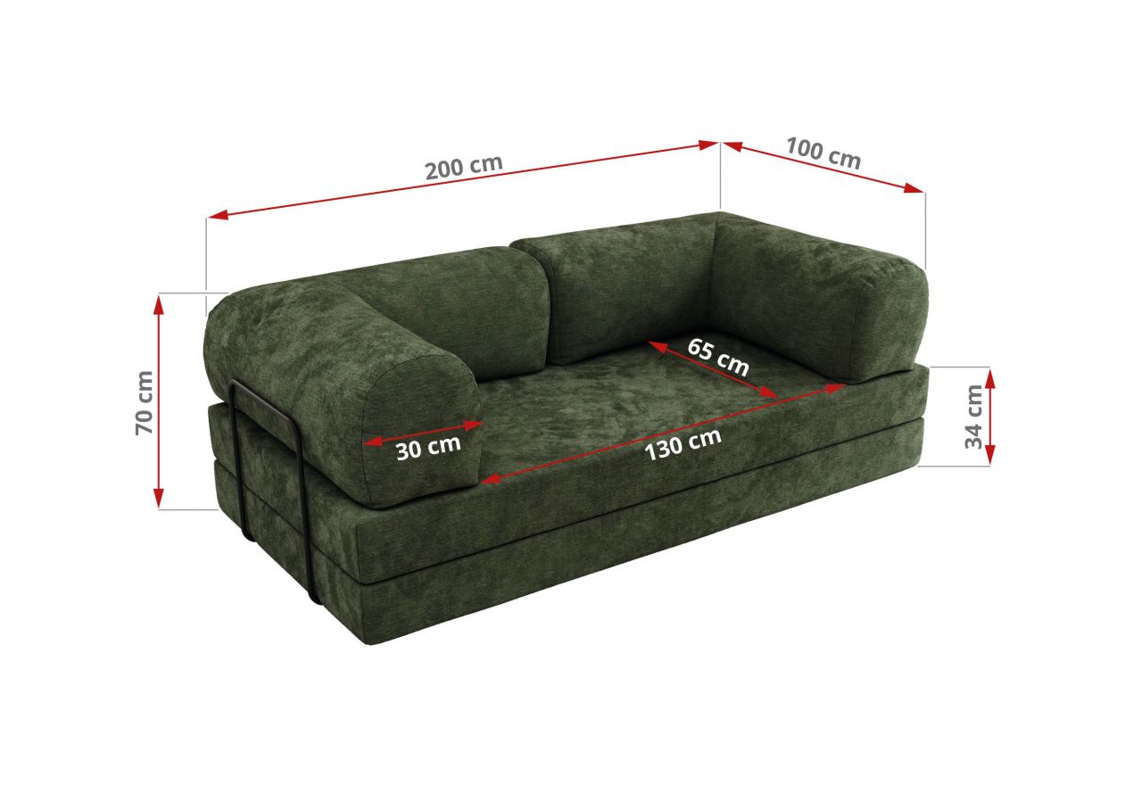 Sofa Orsetto - ciemnozielony, szenil gładki