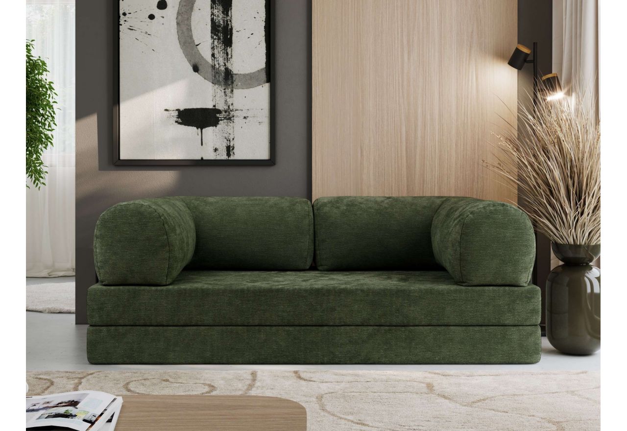 Sofa Orsetto - ciemnozielony, szenil gładki
