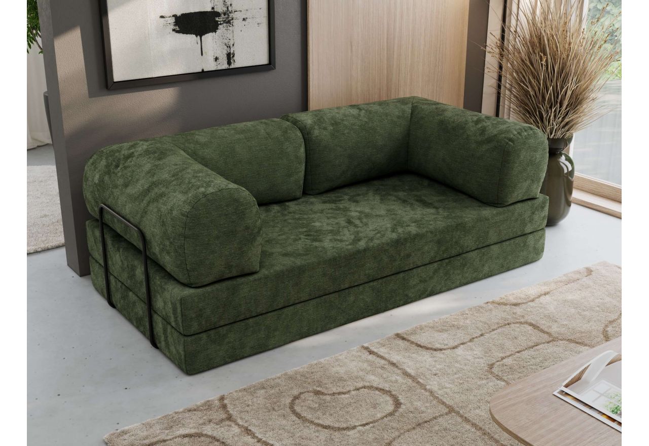 Sofa Orsetto - ciemnozielony, szenil gładki