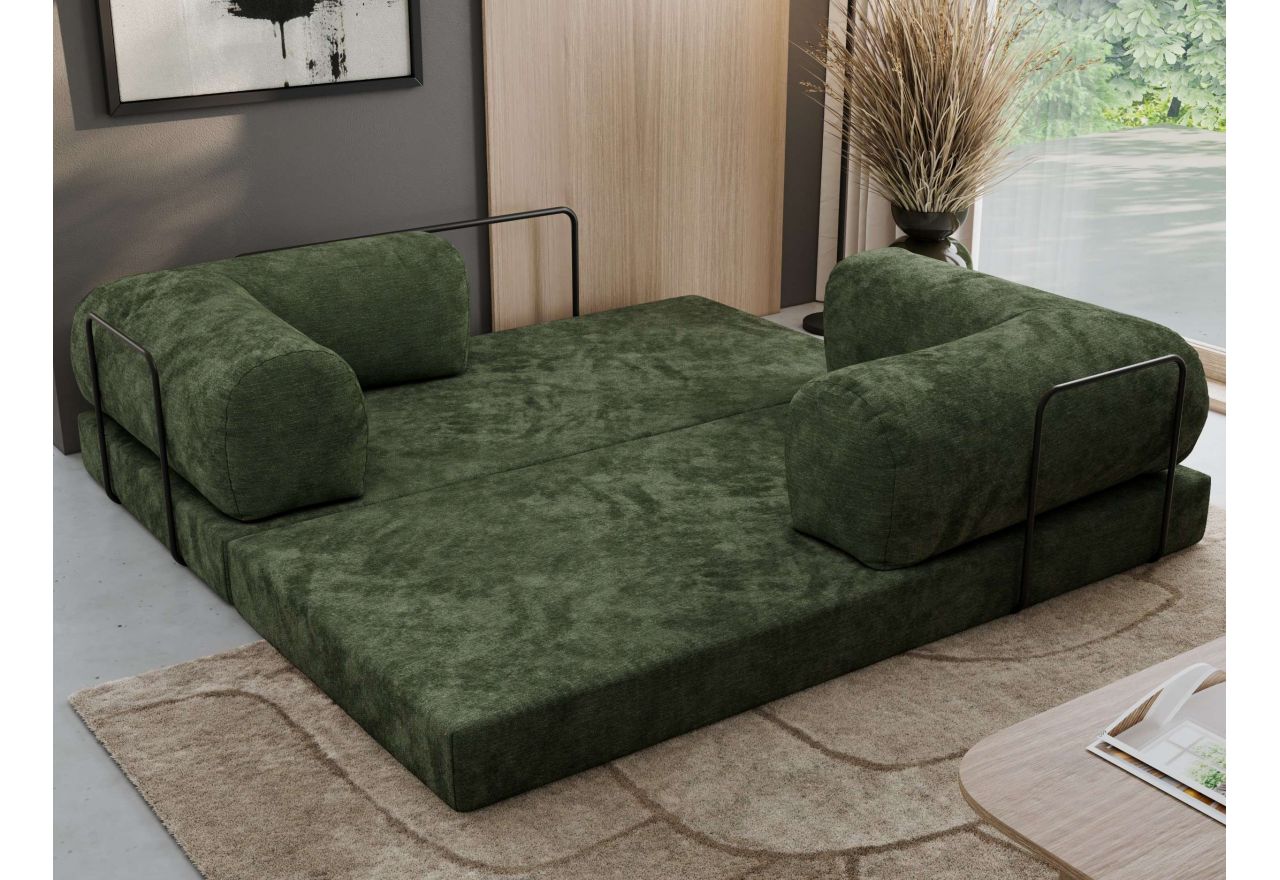 Sofa Orsetto - ciemnozielony, szenil gładki