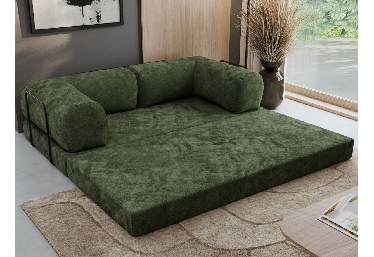 Sofa Orsetto - ciemnozielony, szenil gładki