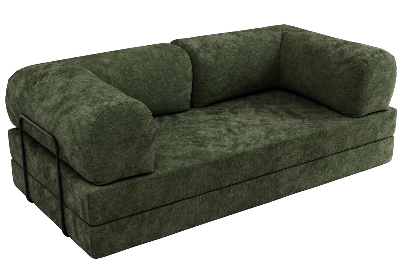 Sofa Orsetto - ciemnozielony, szenil gładki