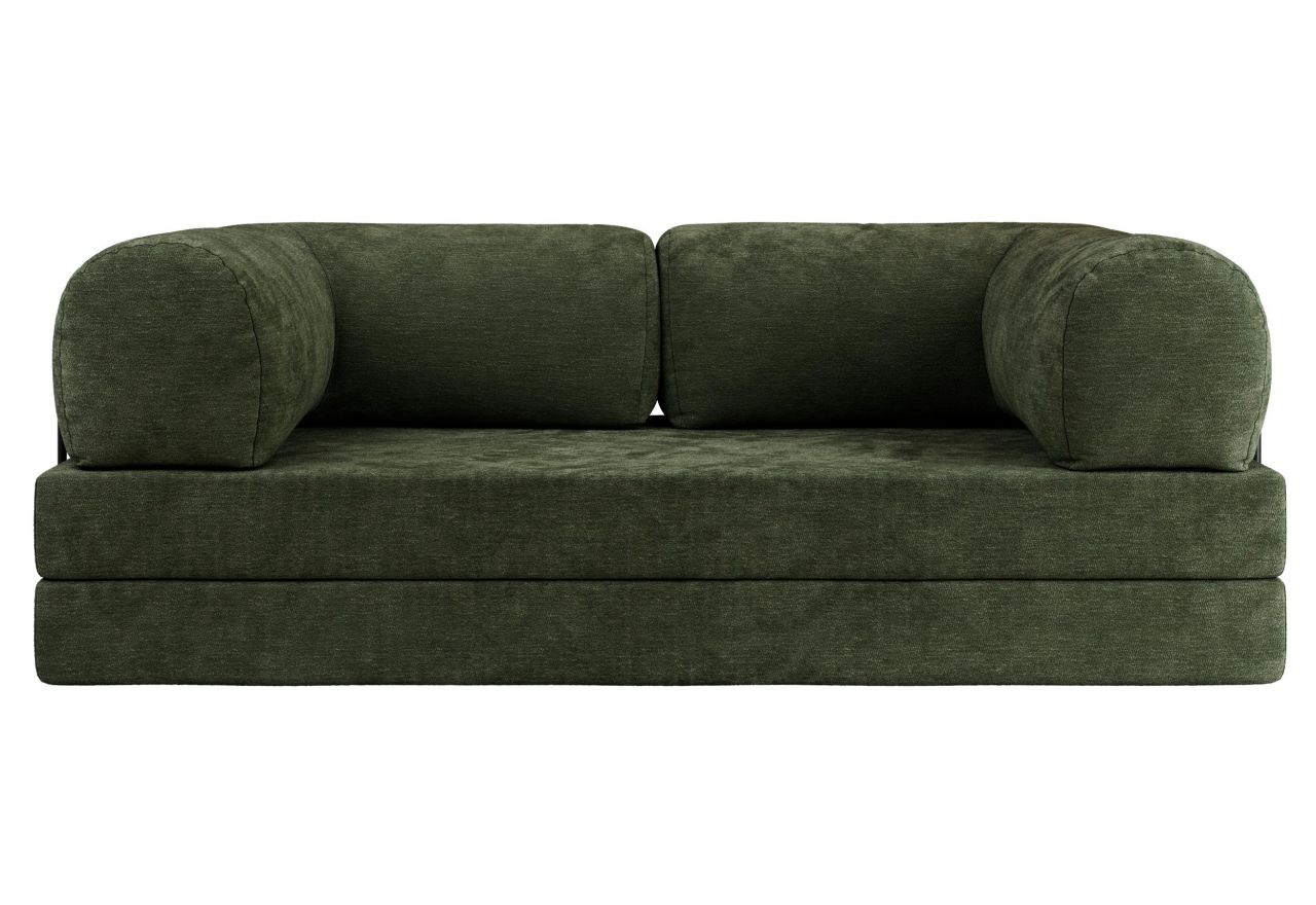 Sofa Orsetto - ciemnozielony, szenil gładki