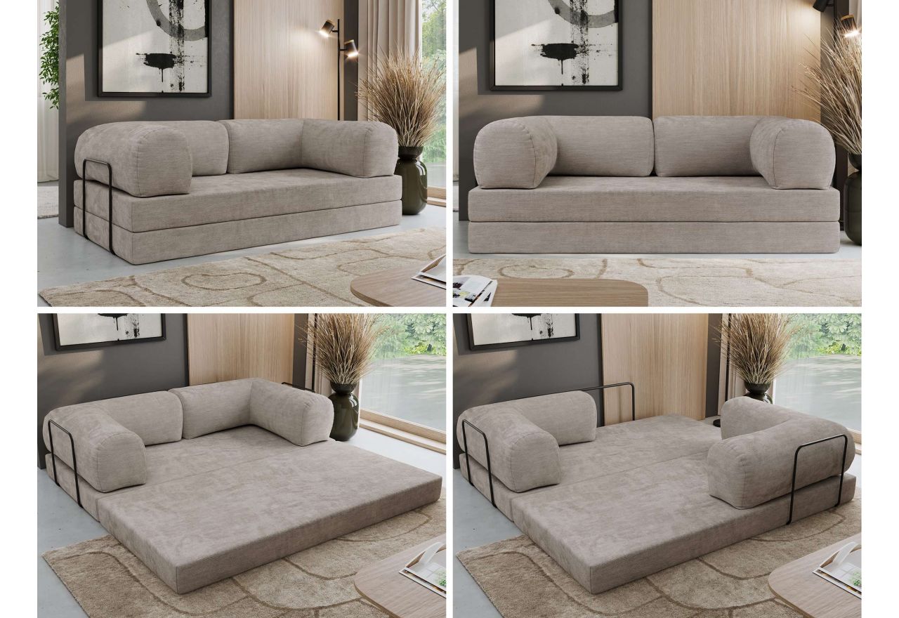 Sofa Orsetto - jasnoszary, szenil gładki