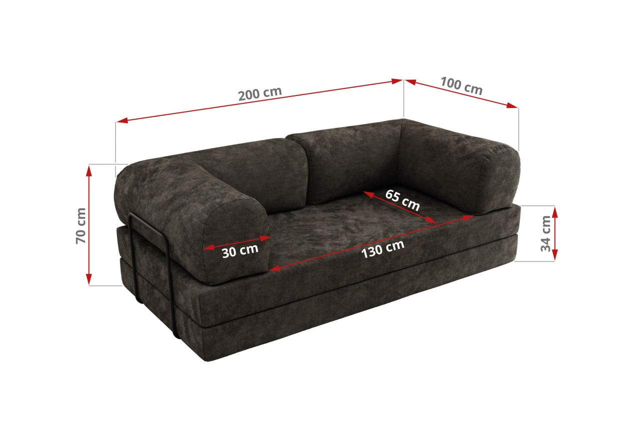 Sofa Orsetto - ciemnoszary, szenil gładki