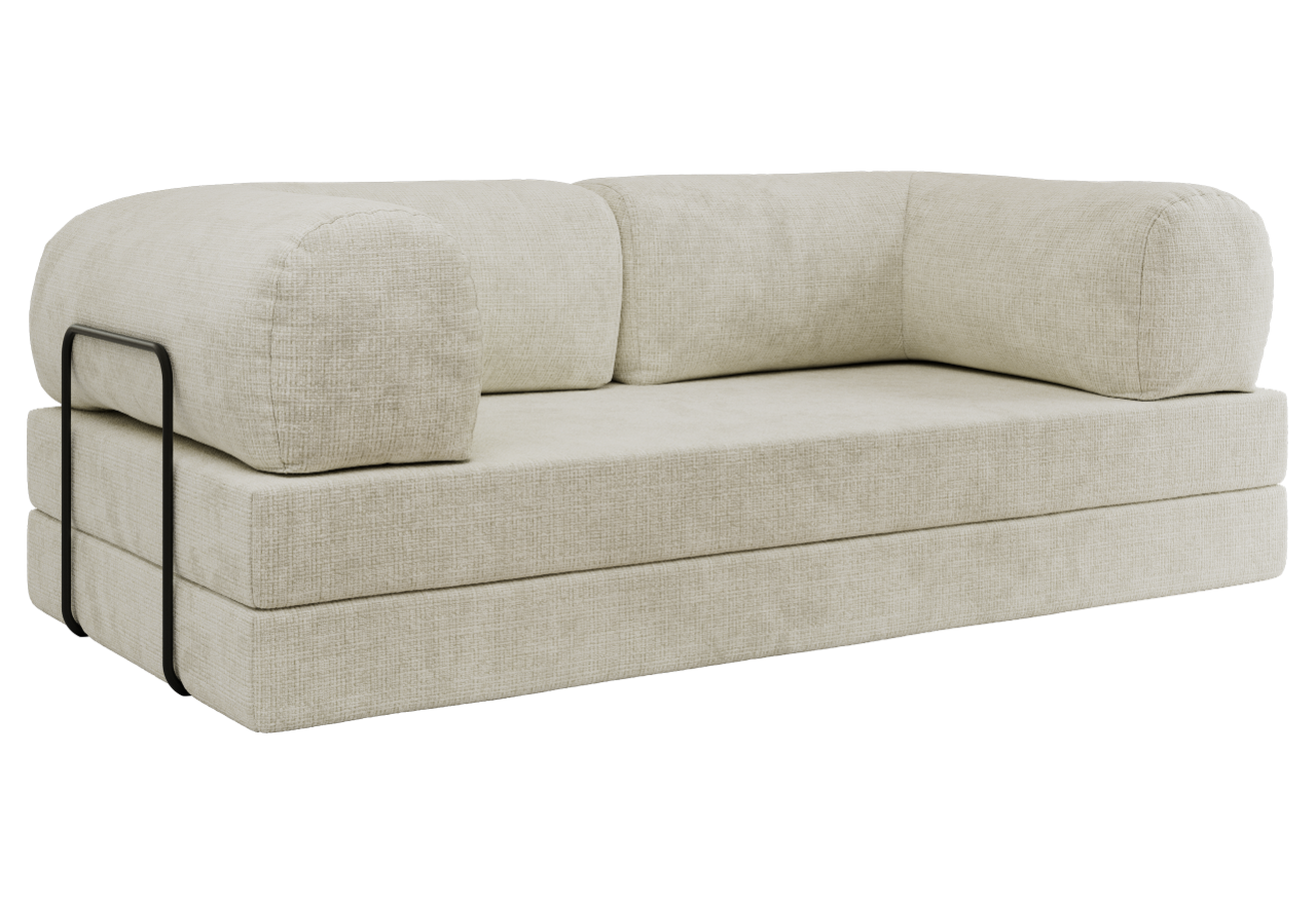 Sofa Orsetto - kremowy, szenil grubo tkany