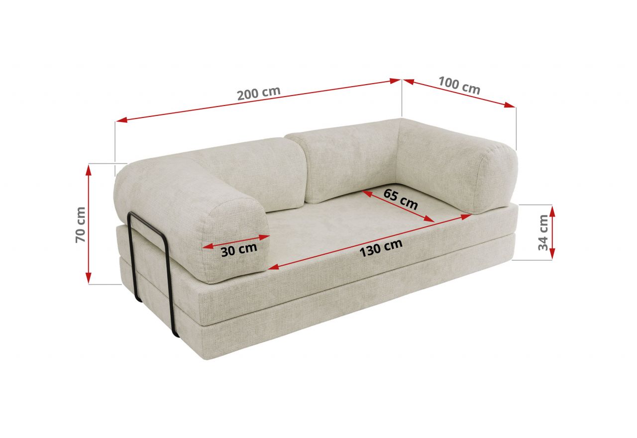 Sofa Orsetto - kremowy, szenil grubo tkany