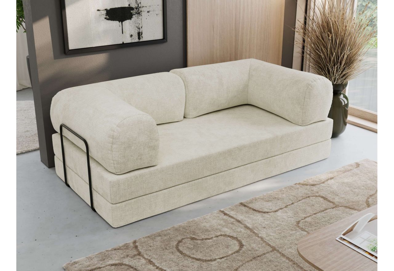 Sofa Orsetto - kremowy, szenil grubo tkany