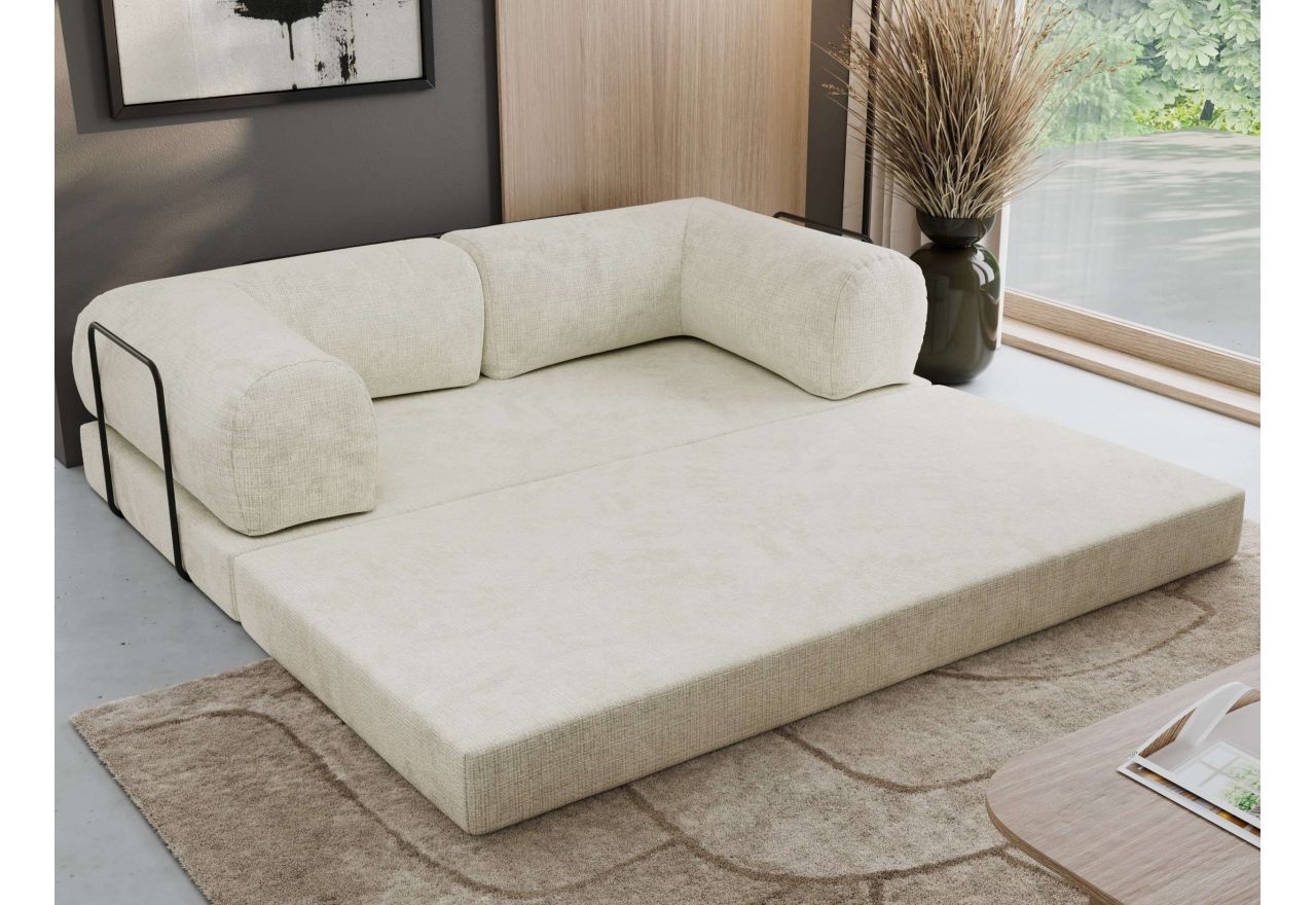 Sofa Orsetto - kremowy, szenil grubo tkany