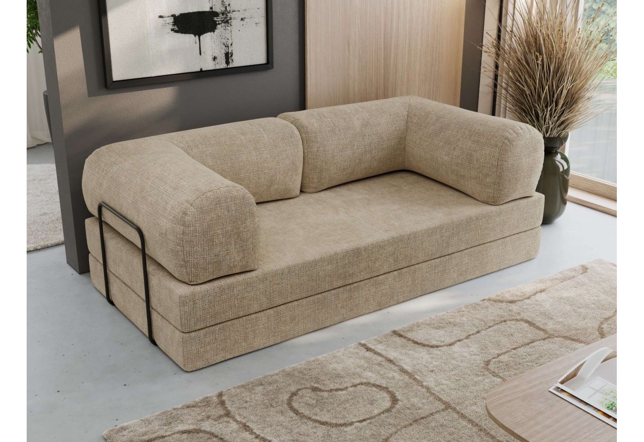 Sofa Orsetto - beżowy, szenil grubo tkany