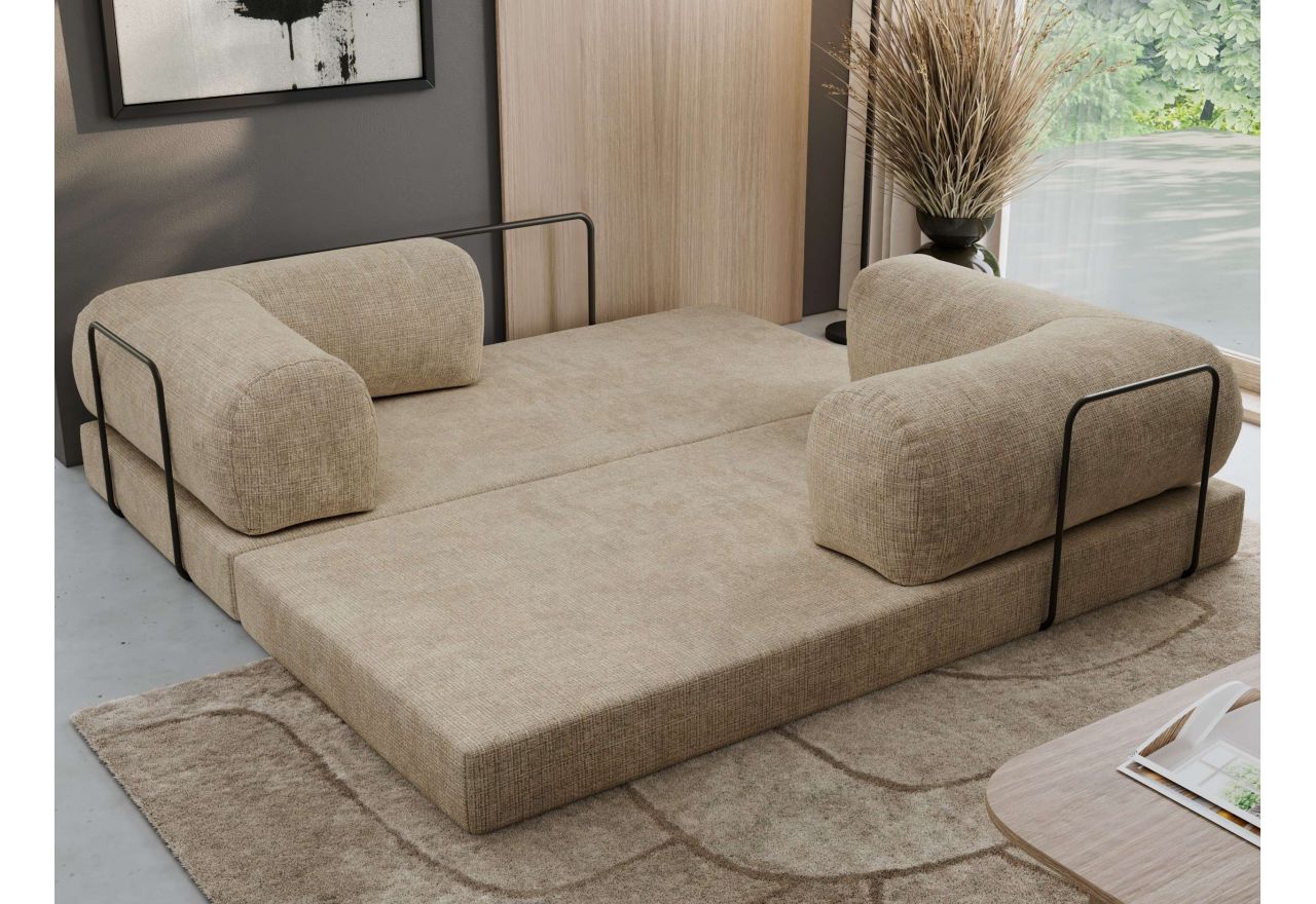 Sofa Orsetto - beżowy, szenil grubo tkany