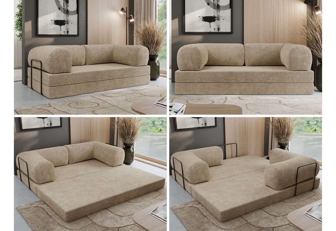 Sofa Orsetto - beżowy, szenil grubo tkany