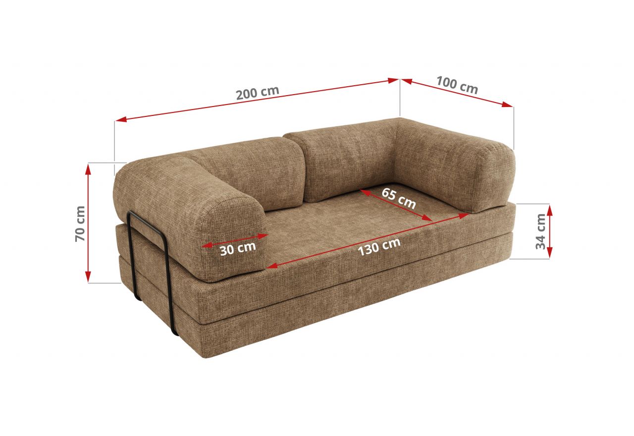 Sofa Orsetto - jasnobrązowy, szenil grubo tkany