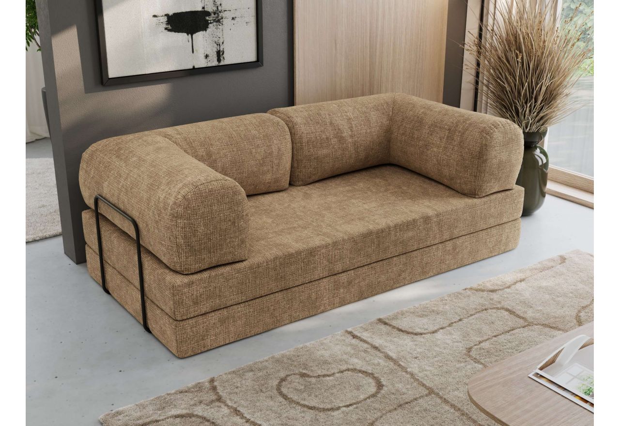 Sofa Orsetto - jasnobrązowy, szenil grubo tkany