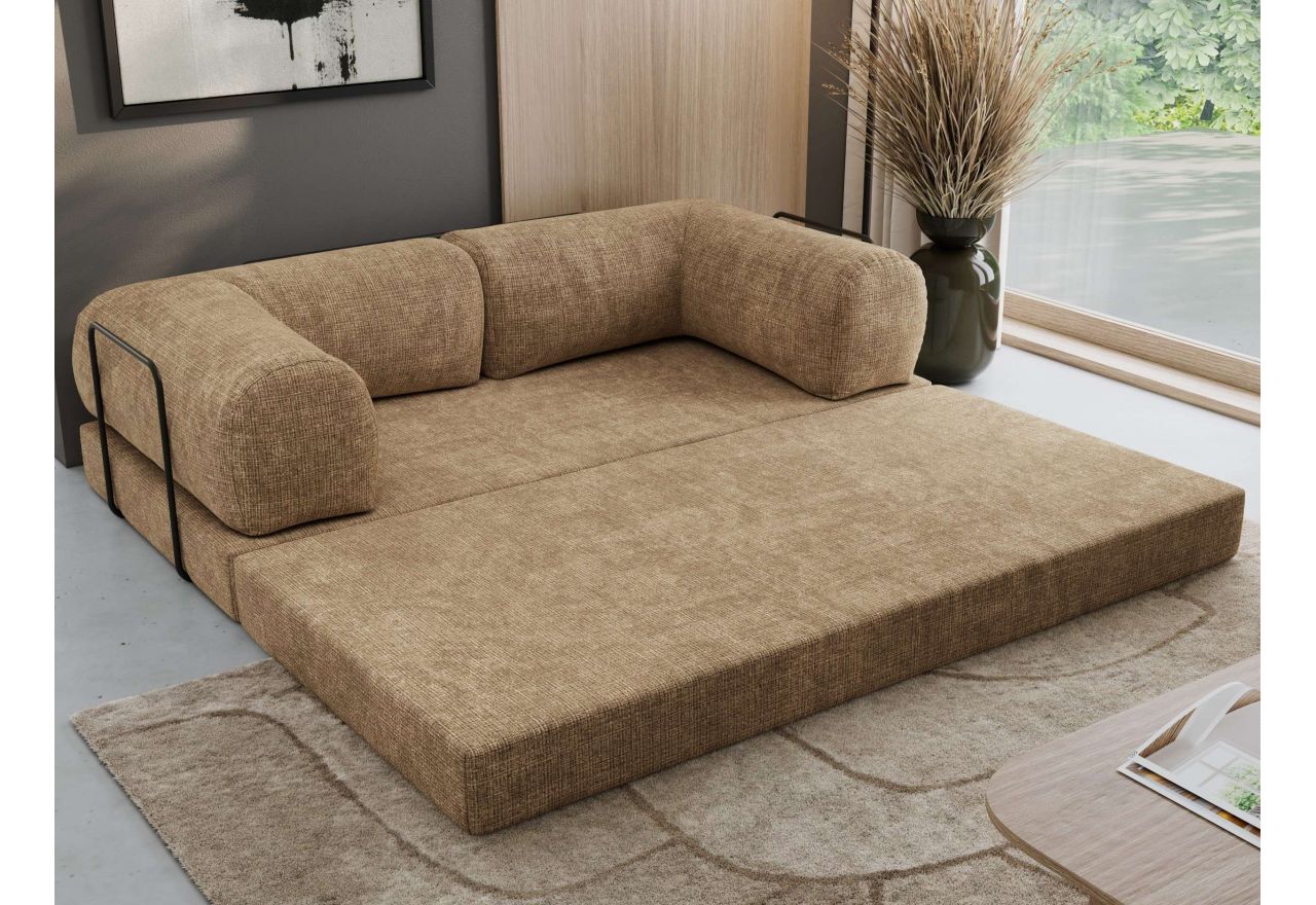 Sofa Orsetto - jasnobrązowy, szenil grubo tkany