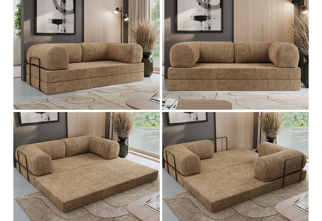 Sofa Orsetto - jasnobrązowy, szenil grubo tkany