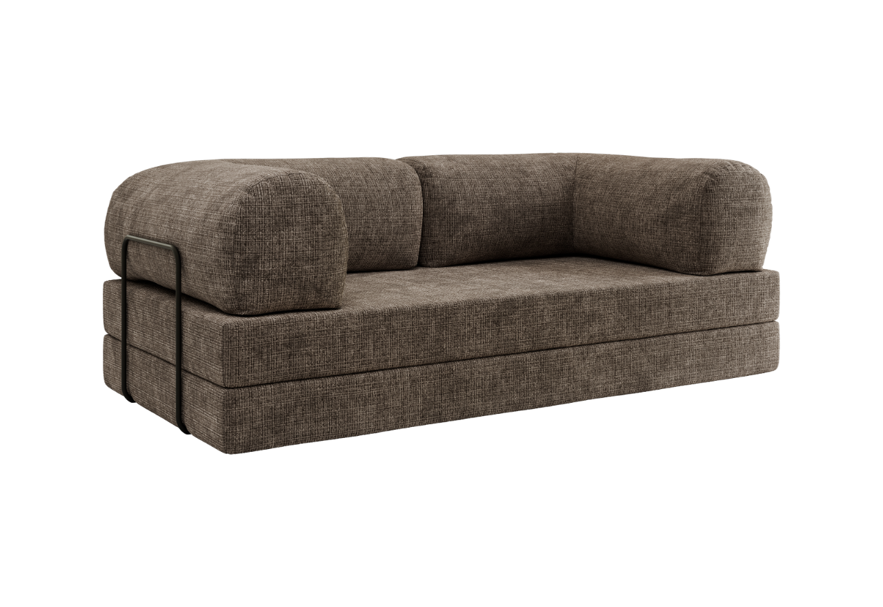 Sofa Orsetto - brązowy, szenil grubo tkany