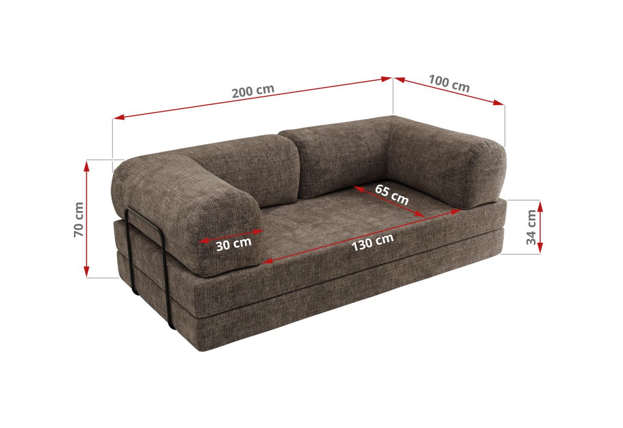 Sofa Orsetto - brązowy, szenil grubo tkany