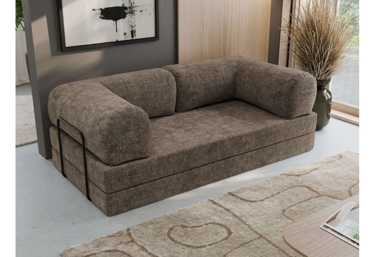 Sofa Orsetto - brązowy, szenil grubo tkany