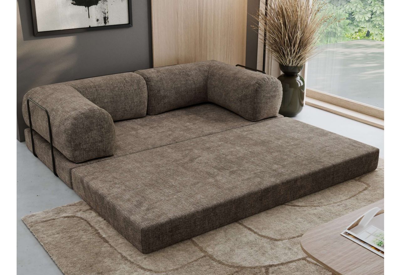 Sofa Orsetto - brązowy, szenil grubo tkany