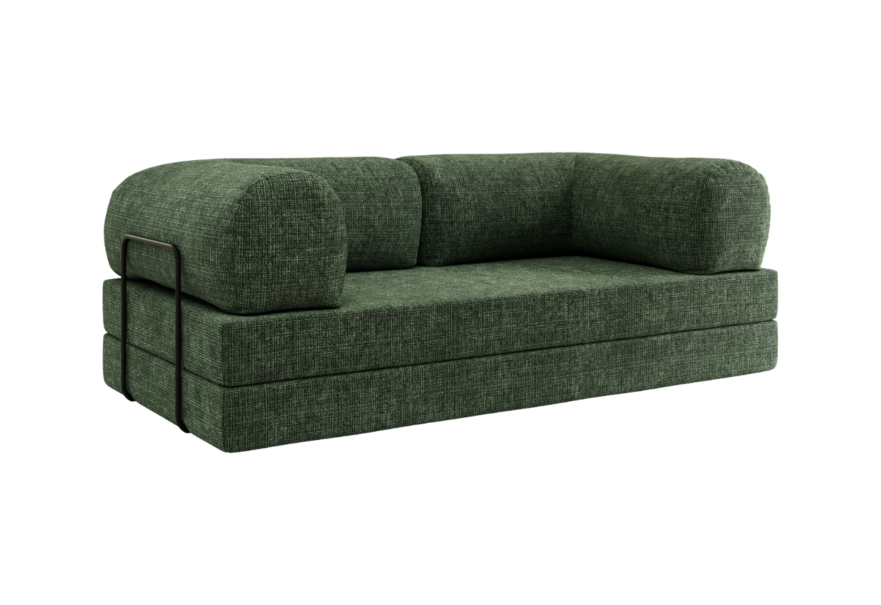 Sofa Orsetto - ciemnozielony, szenil grubo tkany